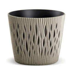 Vaso SANDY round taupe eco wood 19cm
