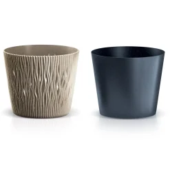 Vaso SANDY round taupe eco wood 19cm