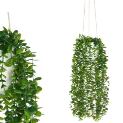Vaso suspenso com planta verde artificial 55cm