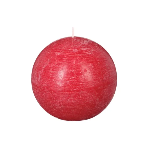 Vela bola rústica vermelha 10cm