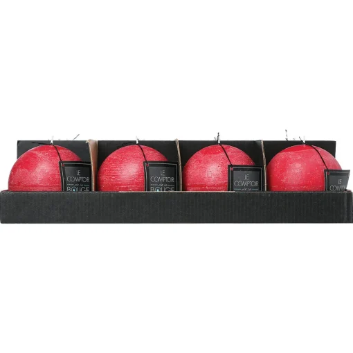Vela bola rústica vermelha 10cm