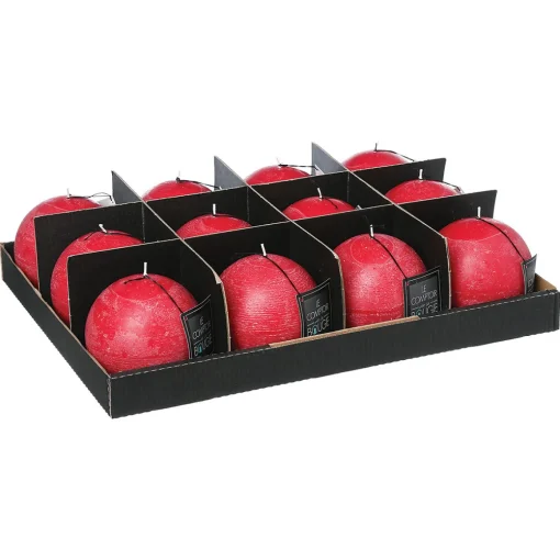 Vela bola rústica vermelha 10cm