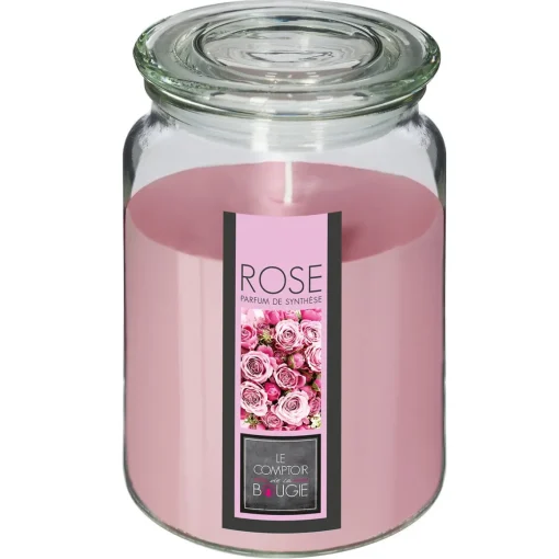 Vela jarro vidro com tampa 510g rosas